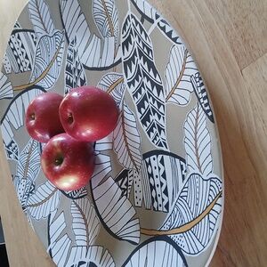 World Market Serving Platter Oval Tray with Leaf Pattern Matte Finish Large Size